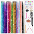 DIFELOP Hair Tinsel Kit, 20 Colors 48in with Tools Fairy Tinsel Hair Extensions Kit