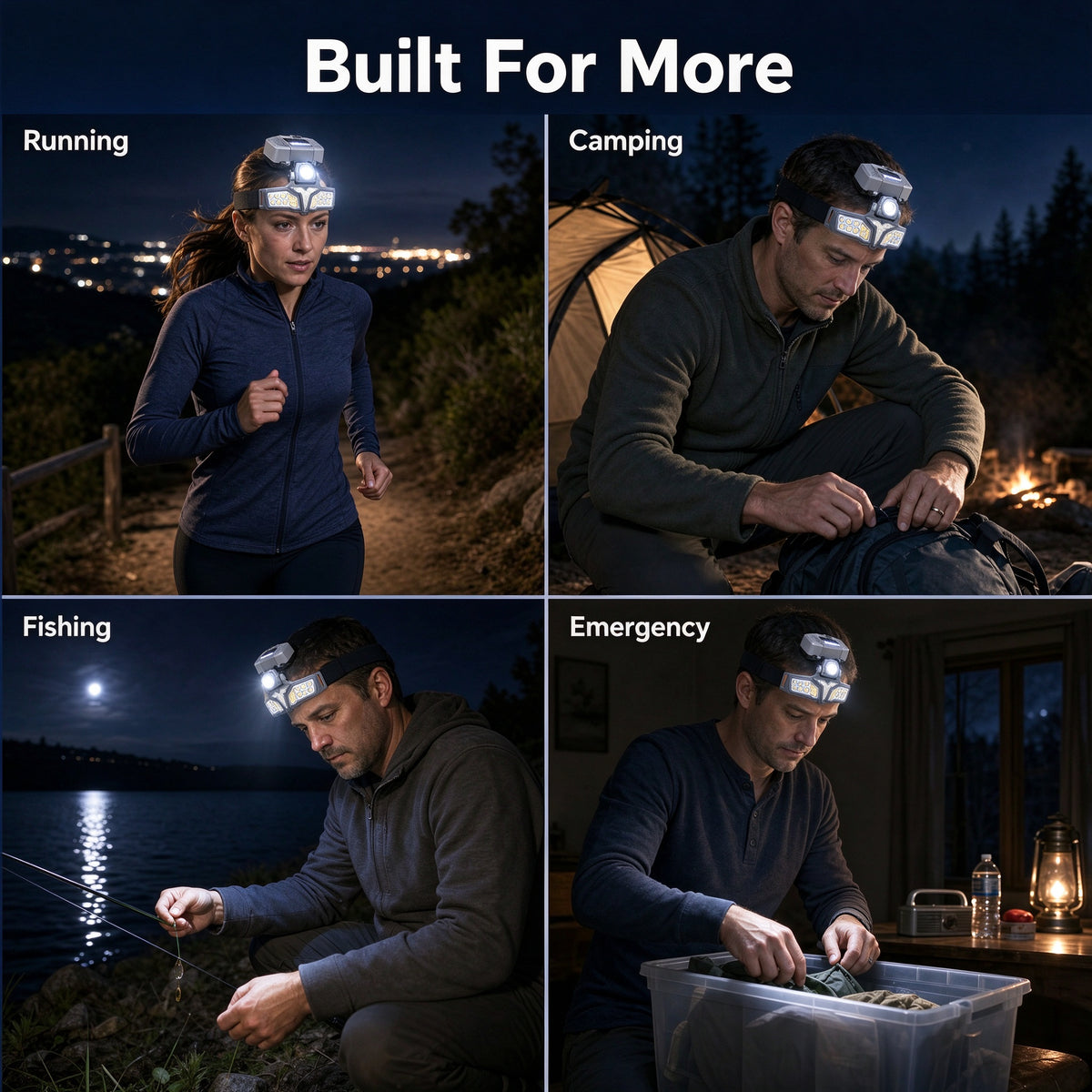 DIFELOP Rechargeable Headlamp, High Brightness, Motion Sensor, Solar Charging LED Headlight for Outdoor Use
