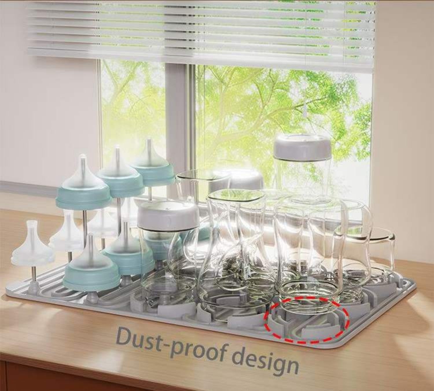 Baby Bottle Drying Rack with 20 Hooks, Space Saving Kitchen Bottles Rack Dryer, Vertical Baby Bottle Holder Organizer for Countertop Storage Accessories (Gray)
