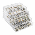 DIFELOP Acrylic Jewelry Box for Earring Storage, 5 Layer 120 Grids Transparent Earring Organizer, Dustproof Acrylic Jewelry Storage Gift for Women Girls, Clear Display Case