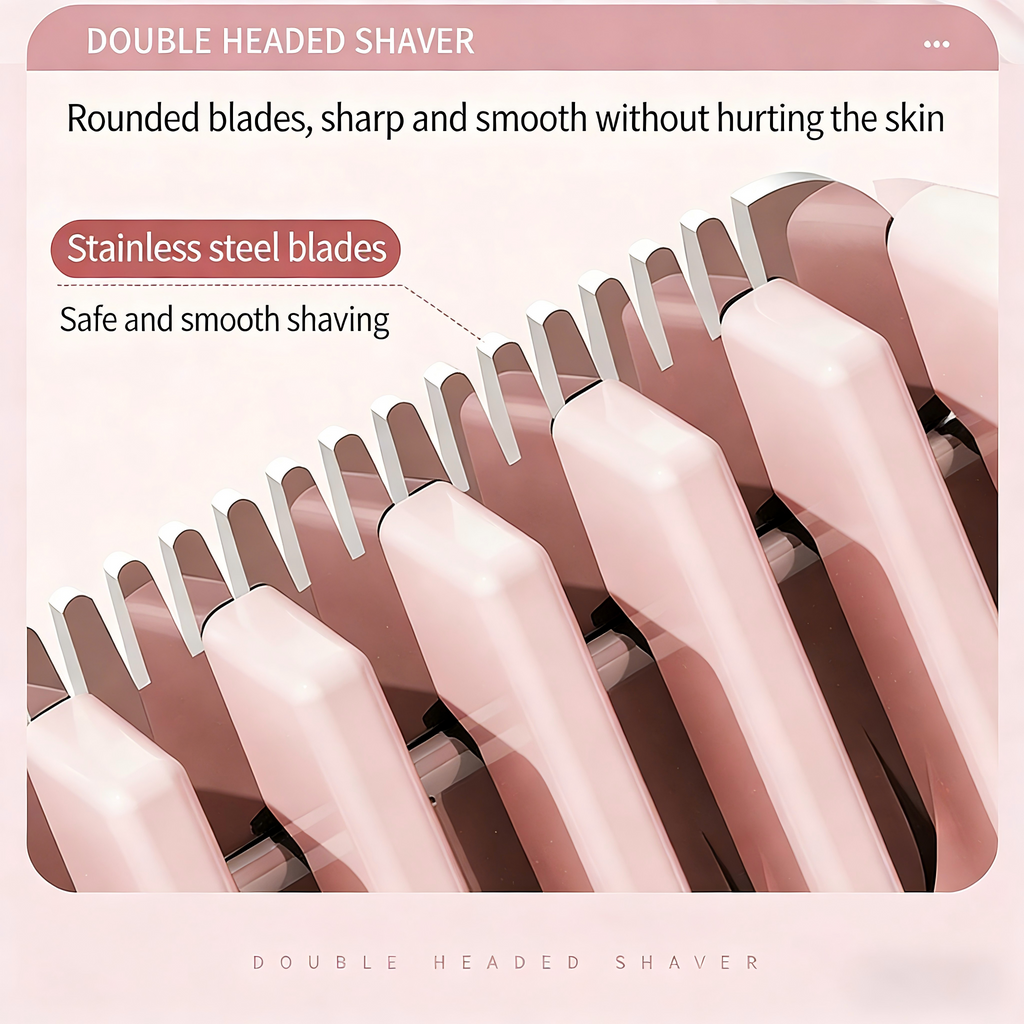 DIFELOP 2-in-1 Bikini Trimmer for Women, Dual Head Electric Razors Shaver | Painless Bikini, Body & Facial Hair Remover for Wet/Dry Use, Pink