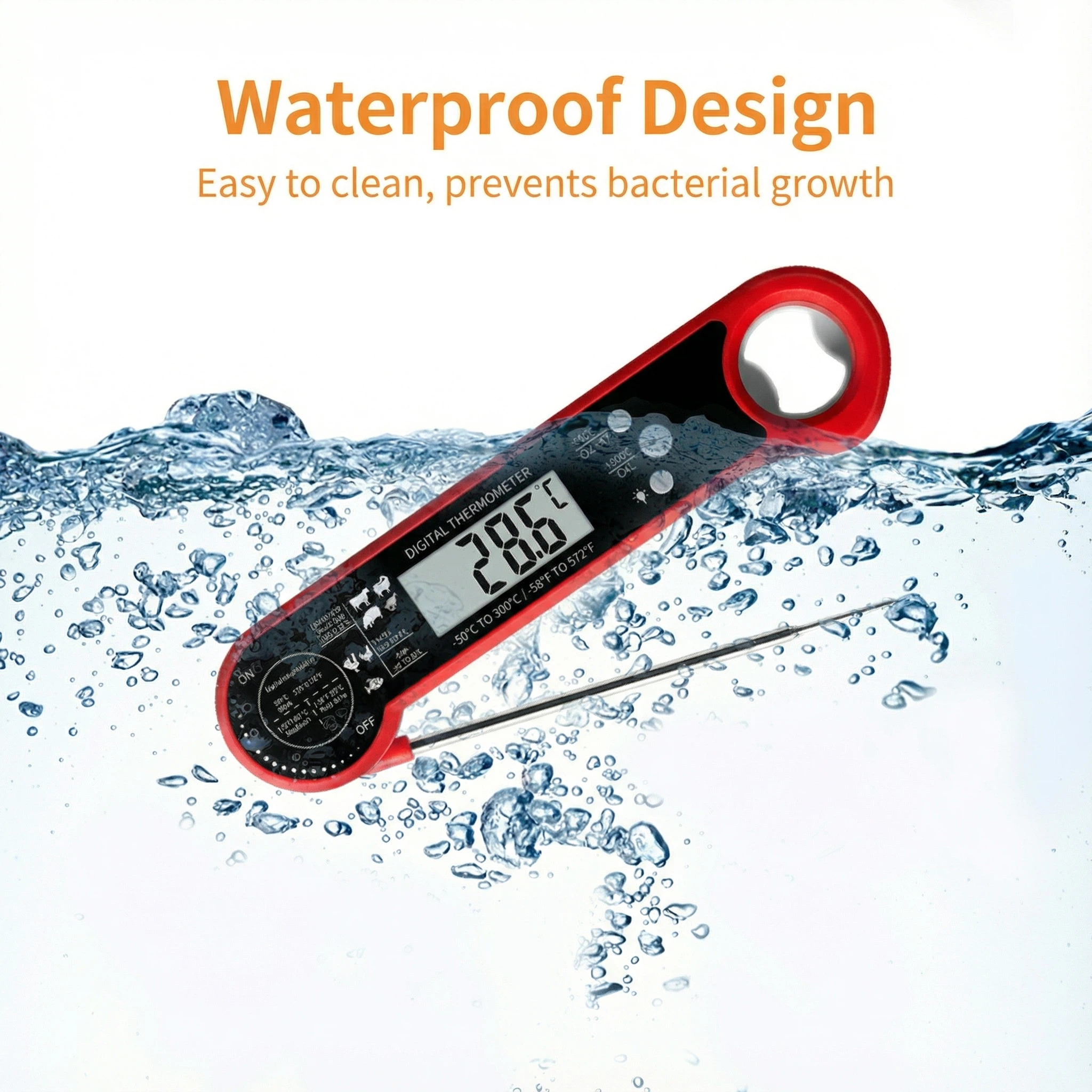 DIFELOP Food Thermometer,Meat Thermometer Instant-Read, Waterproof for Perfect BBQ, Cooking ThermometerDeep Fry & Baking – Features Backlight & Calibration