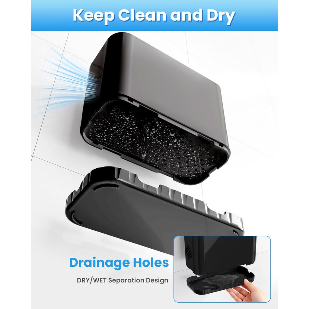 DIFELOP Toothbrush Holder Organizer for Bathroom Sink, Black Countertop Stand with Dividers and Toothpaste Slot, Vanity & Office Storage