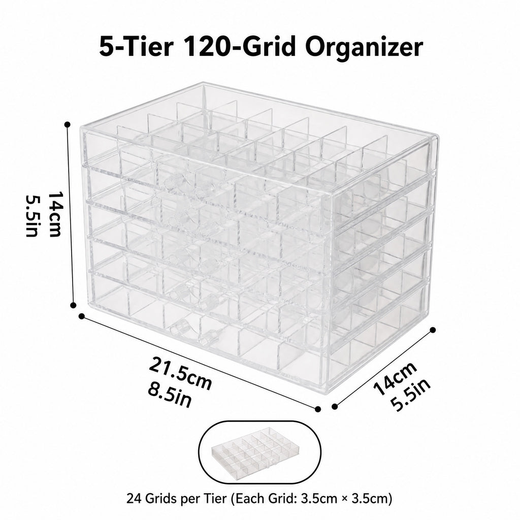 DIFELOP Acrylic Jewelry Box for Earring Storage, 5 Layer 120 Grids Transparent Earring Organizer, Dustproof Acrylic Jewelry Storage Gift for Women Girls, Clear Display Case