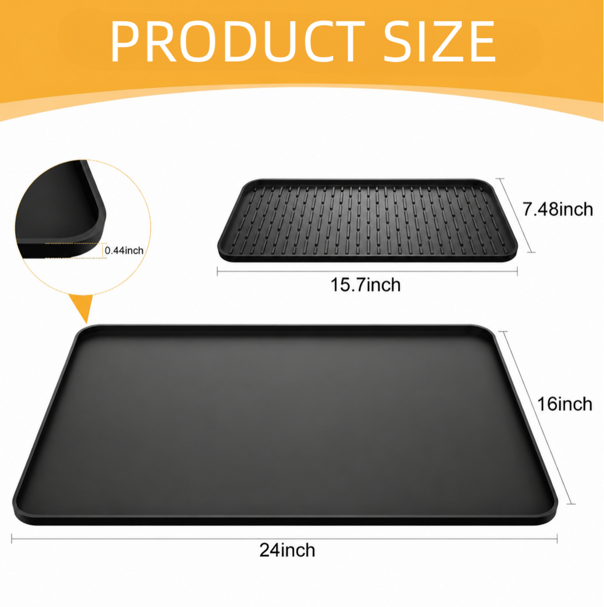 DIFELOP Silicone Coffee Mat, 2-in-1 Countertop Coffee Bar Mat with Drip Tray, Heat Resistant Dish Drying Pad for Kitchen Counters, Coffee Machines, and Cups, Black