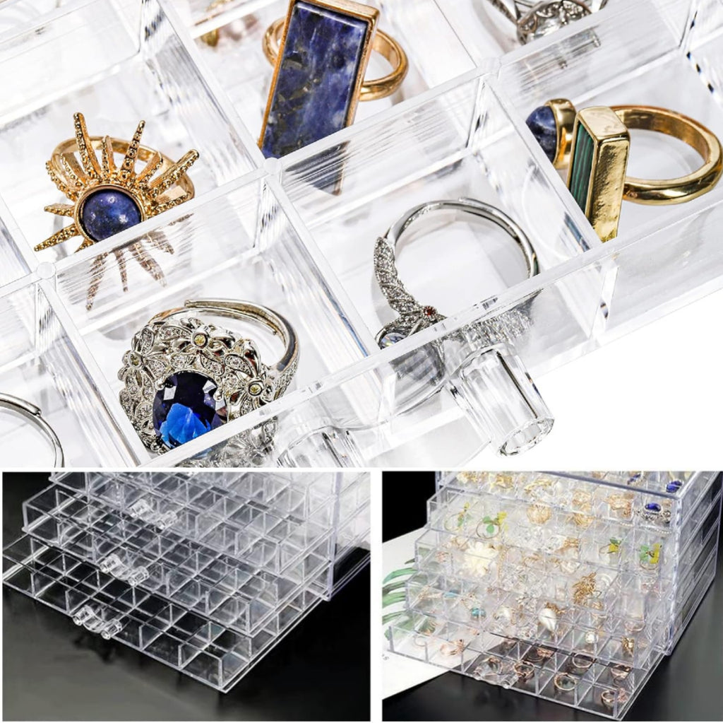 DIFELOP Acrylic Jewelry Box for Earring Storage, 5 Layer 120 Grids Transparent Earring Organizer, Dustproof Acrylic Jewelry Storage Gift for Women Girls, Clear Display Case