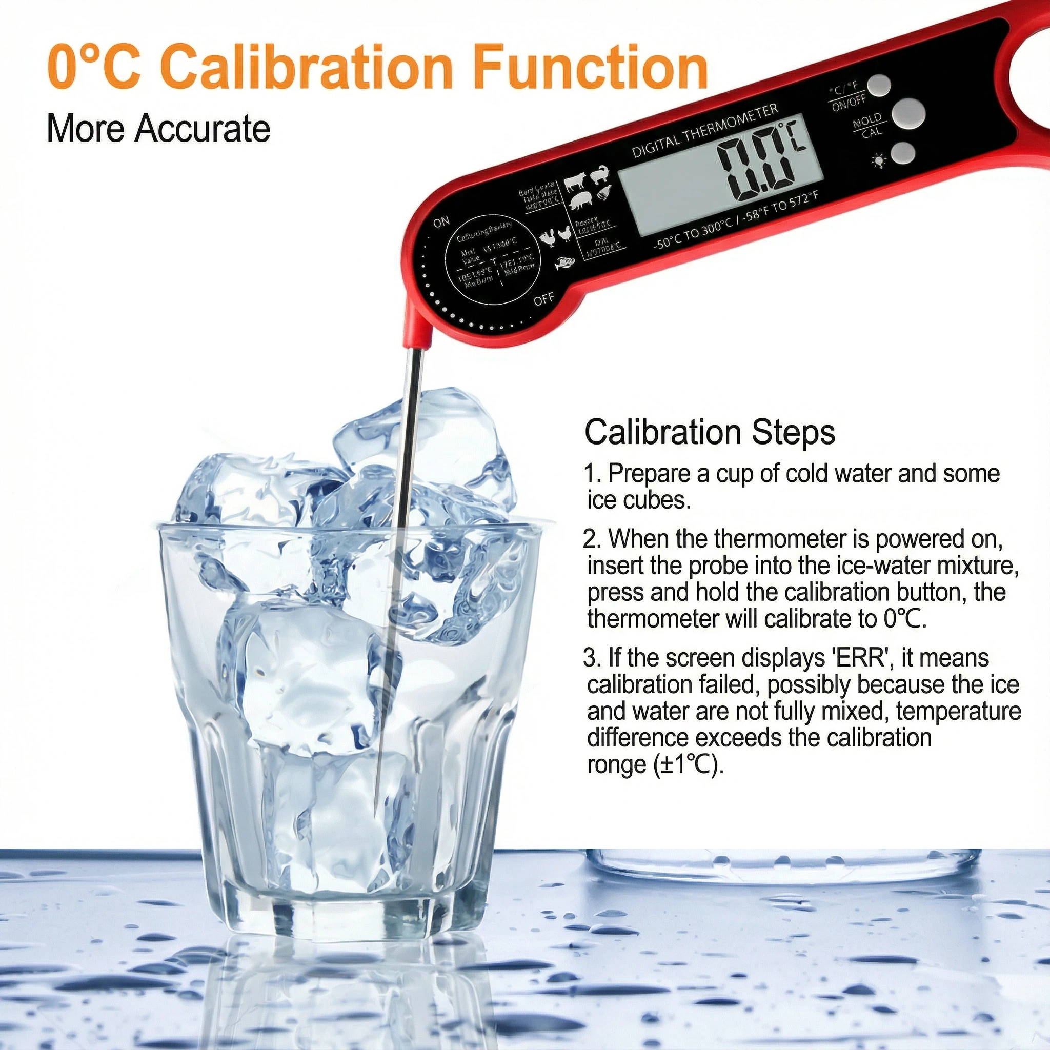 DIFELOP Food Thermometer,Meat Thermometer Instant-Read, Waterproof for Perfect BBQ, Cooking ThermometerDeep Fry & Baking – Features Backlight & Calibration