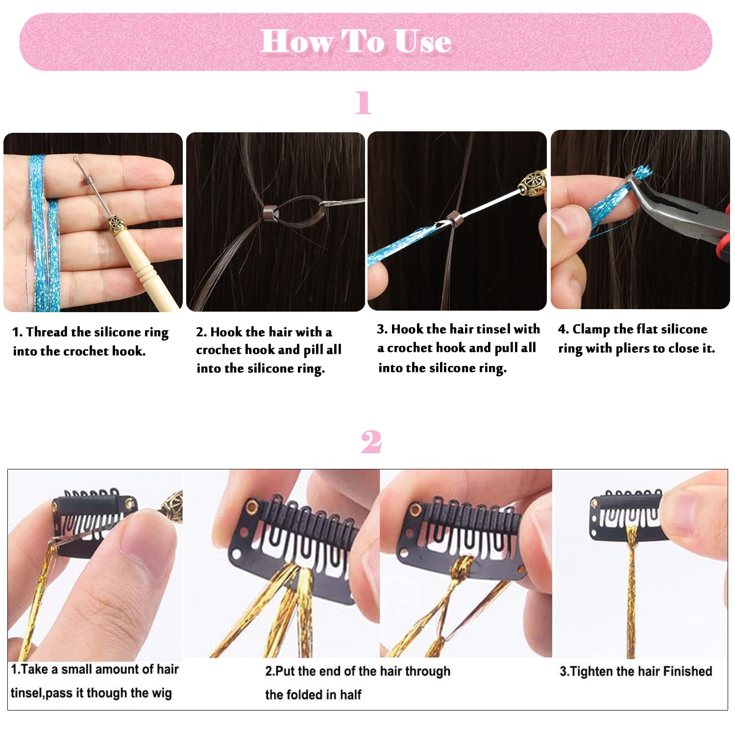 DIFELOP Hair Tinsel Kit, 20 Colors 48in with Tools Fairy Tinsel Hair Extensions Kit