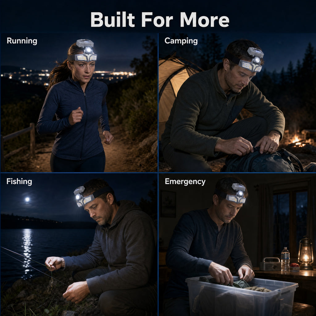 DIFELOP Rechargeable Headlight, Multifunction High Brightness Safe Rechargeable Headlamp, Wave Sensing,Solar Charging Outer Box