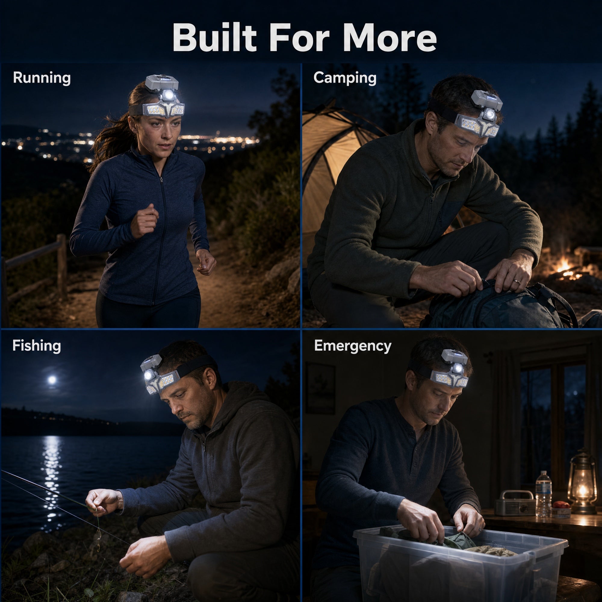 DIFELOP Rechargeable Headlight, Multifunction High Brightness Safe Rechargeable Headlamp, Wave Sensing,Solar Charging Outer Box