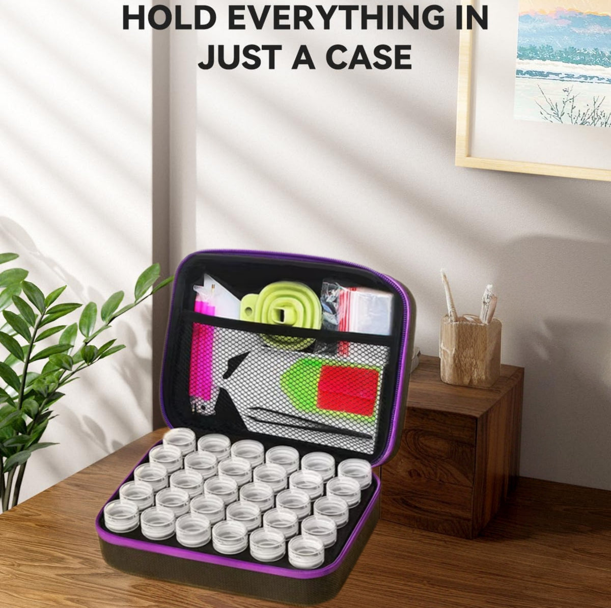 DIFELOP 30-Slot Diamond Painting Storage Case with Tools, Portable Craft Organizer