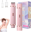 DIFELOP 2-in-1 Bikini Trimmer for Women, Dual Head Electric Razors Shaver | Painless Bikini, Body & Facial Hair Remover for Wet/Dry Use, Pink
