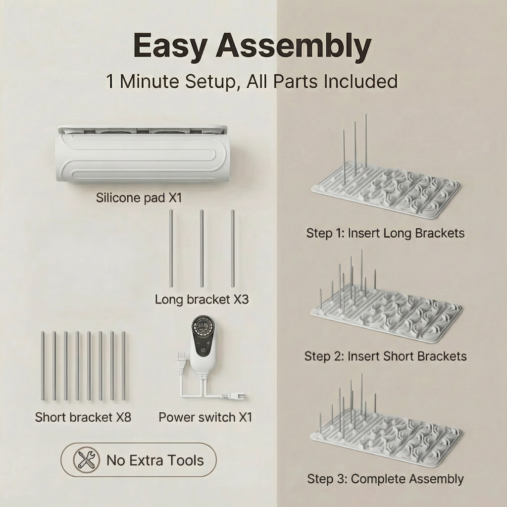 Baby Bottle Drying Rack with 20 Hooks, Space Saving Kitchen Bottles Rack Dryer, Vertical Baby Bottle Holder Organizer for Countertop Storage Accessories (Gray)
