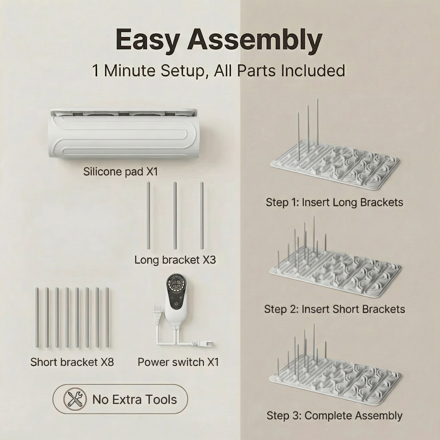 Baby Bottle Drying Rack with 20 Hooks, Space Saving Kitchen Bottles Rack Dryer, Vertical Baby Bottle Holder Organizer for Countertop Storage Accessories (Gray)