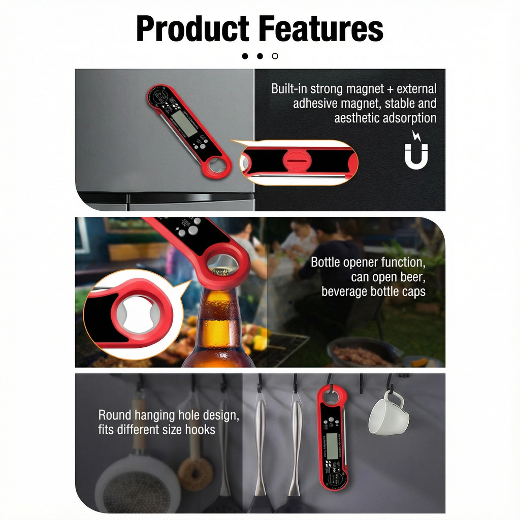 DIFELOP Food Thermometer,Meat Thermometer Instant-Read, Waterproof for Perfect BBQ, Cooking ThermometerDeep Fry & Baking – Features Backlight & Calibration