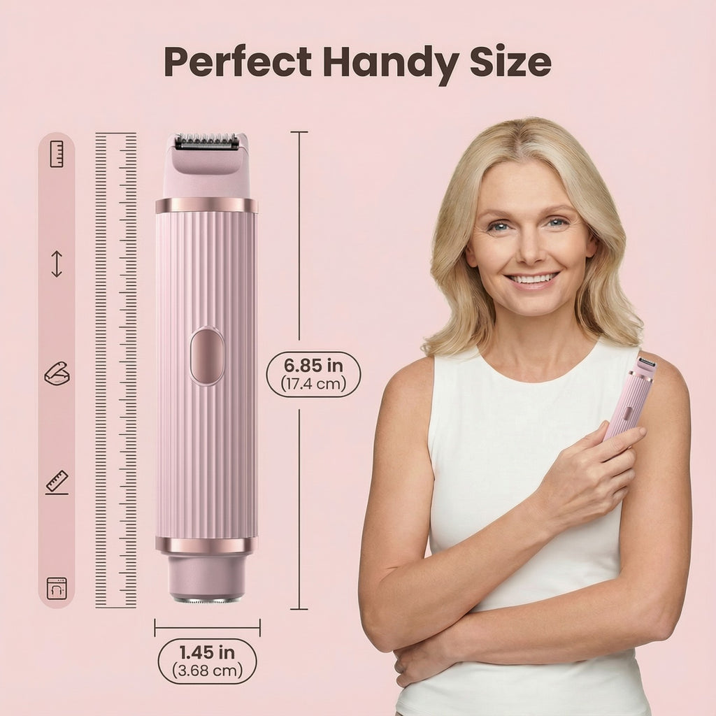 DIFELOP 2-in-1 Bikini Trimmer for Women, Dual Head Electric Razors Shaver | Painless Bikini, Body & Facial Hair Remover for Wet/Dry Use, Pink