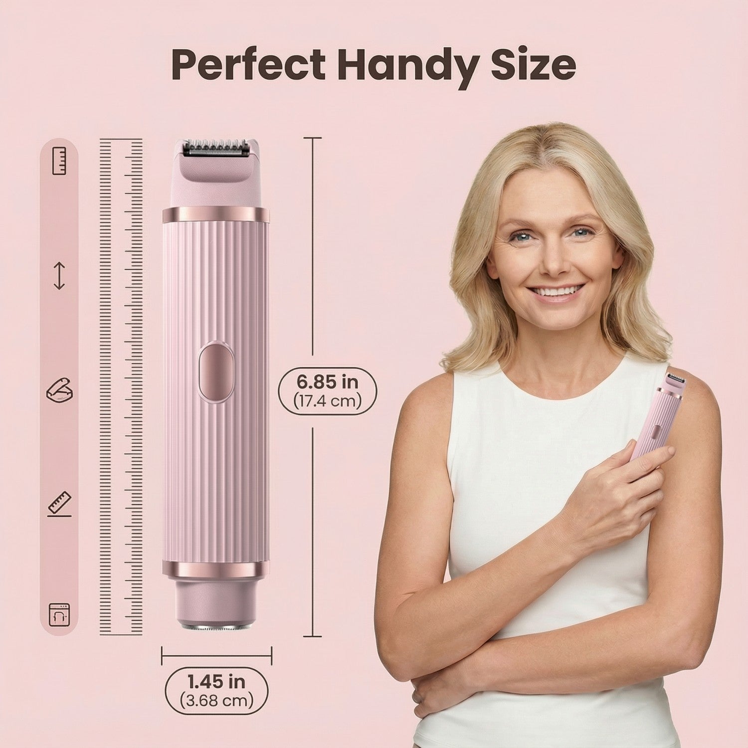 DIFELOP 2-in-1 Bikini Trimmer for Women, Dual Head Electric Razors Shaver | Painless Bikini, Body & Facial Hair Remover for Wet/Dry Use, Pink